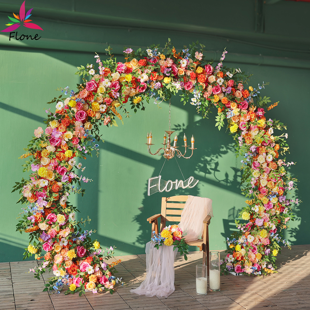 Home Decor Orange - Orange Circle Artificial Flowers Runner Garland