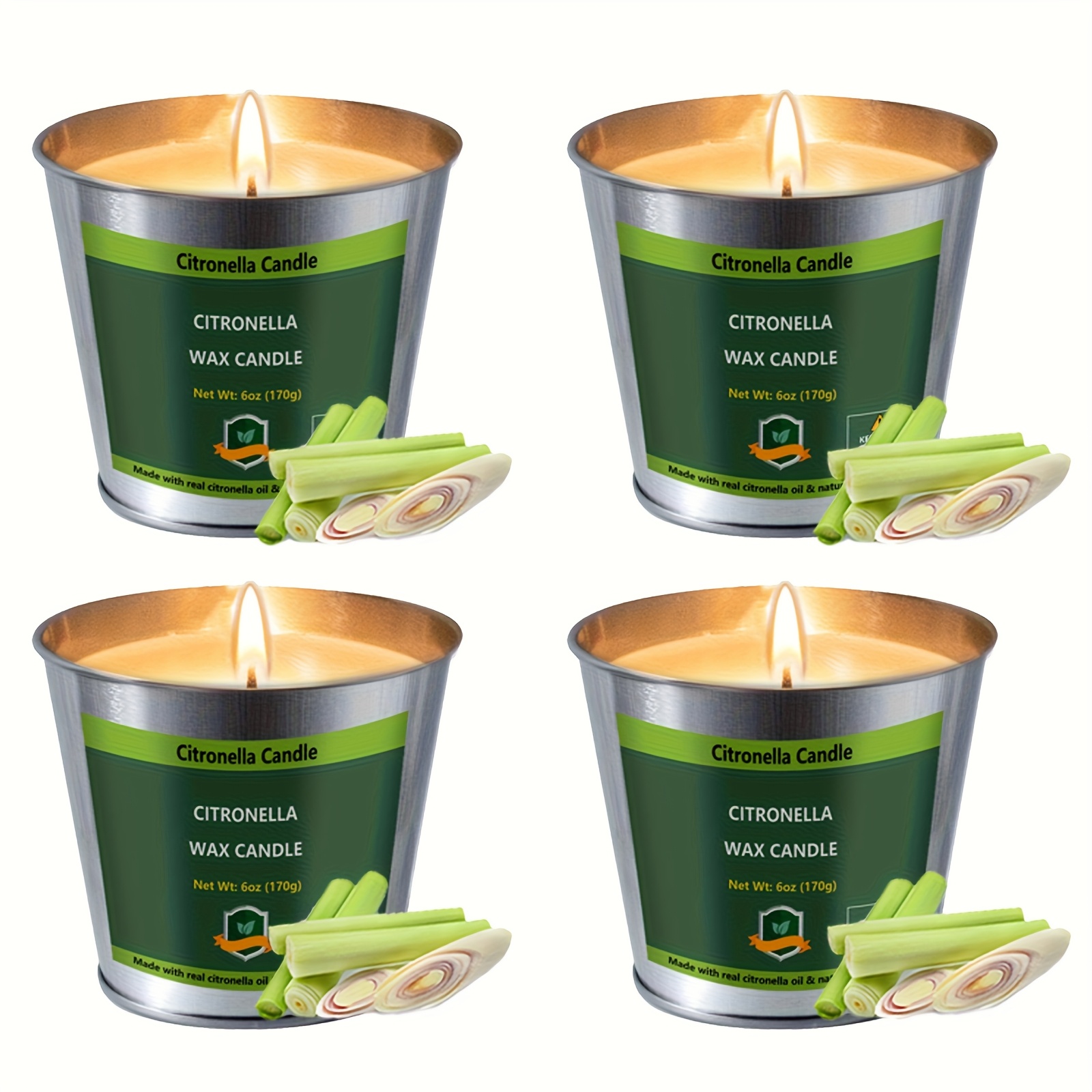 Home Decor Product - 4pcs Citronella Candles Outdoor, 6oz Pack