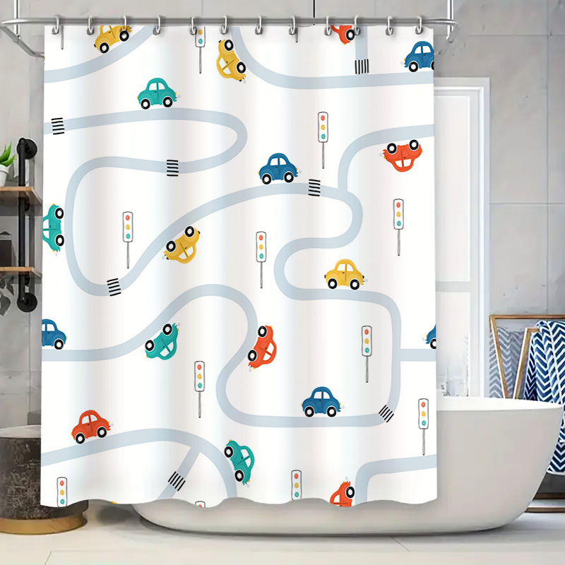 Home Decor Mod - Whimsical Cartoon Car Shower Curtain Fun