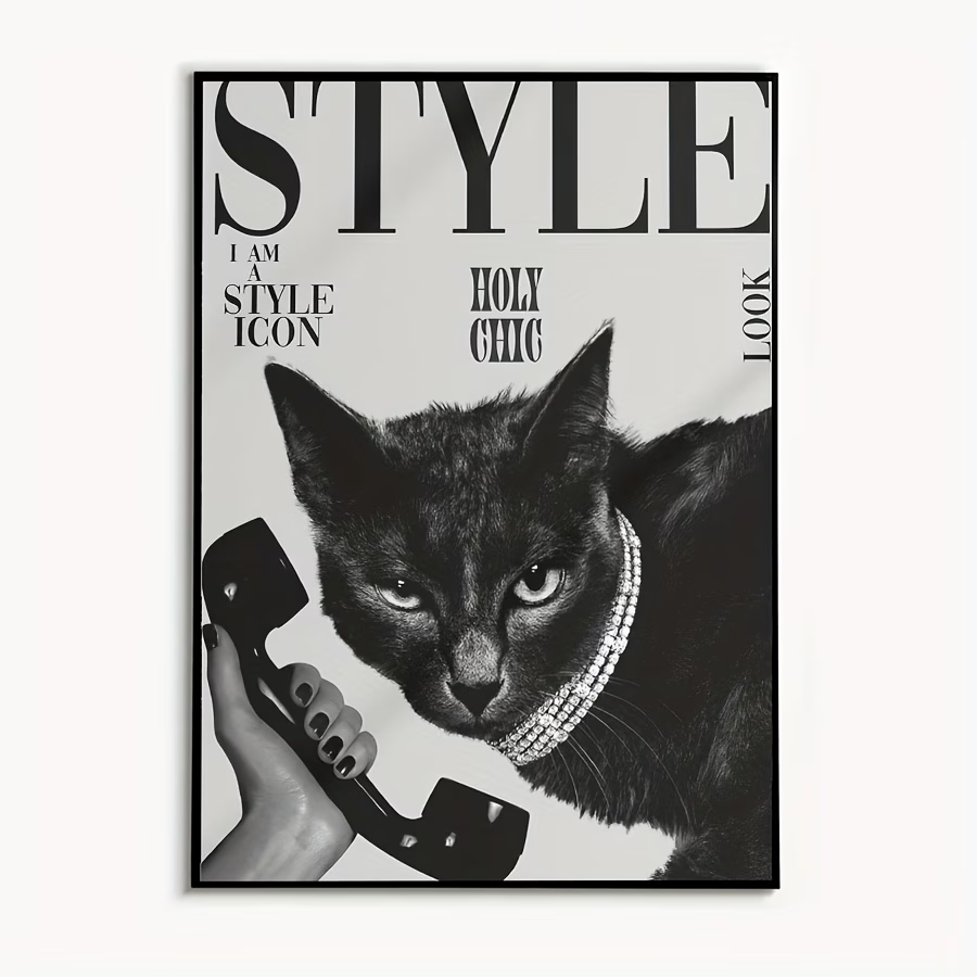 Home Decor Wall Pictures - Retro Black Cat Making And Receiving