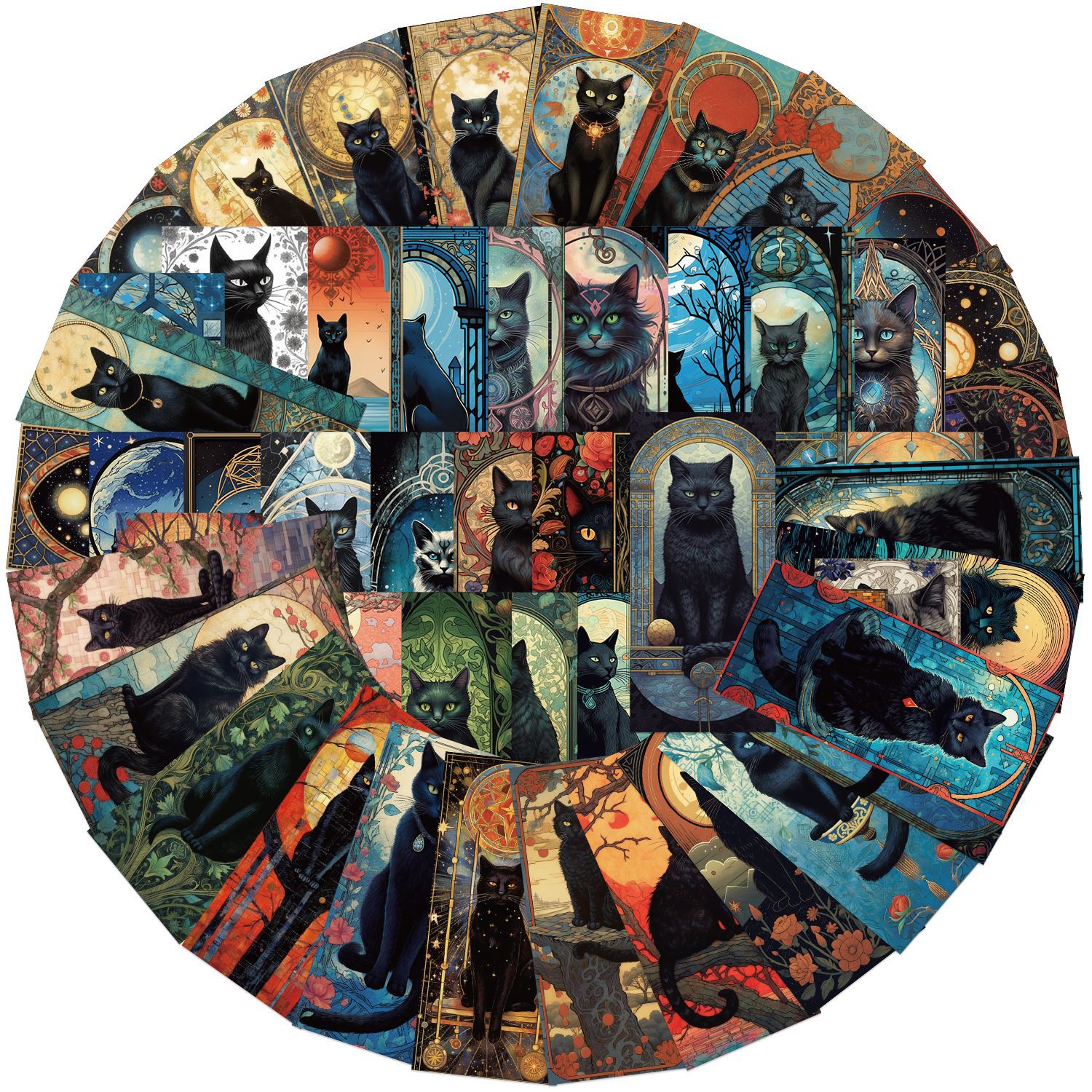 Flooring Home Decor - 60PCS Dark Gothic Black Cat Home