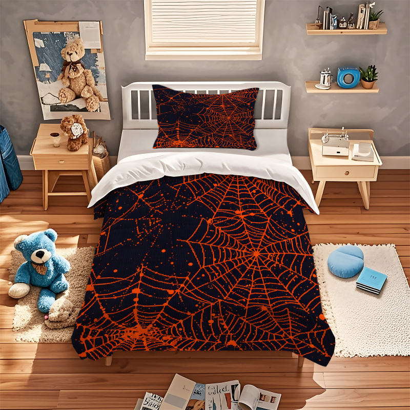 Halloween Orange Spider Web Pr - Home Decor Orange 评论和价格