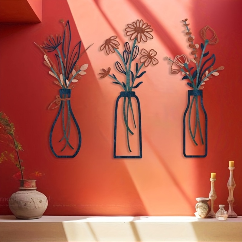 3 Large Floral Wall Art Sculpt - Home Decor Orange 评论和价格
