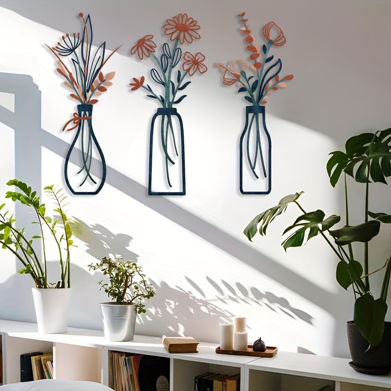 3 Large Floral Wall Art Sculpt - Home Decor Orange 评论和价格