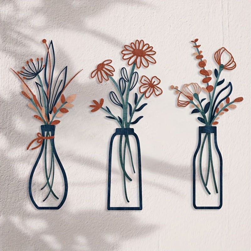3 Large Floral Wall Art Sculpt - Home Decor Orange 评论和价格