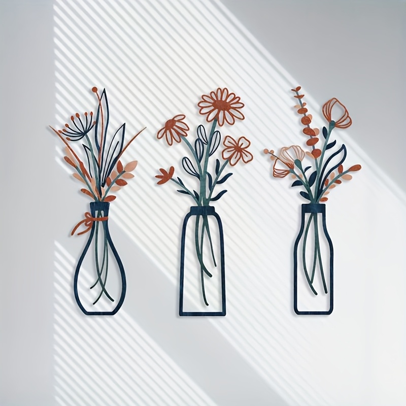 3 Large Floral Wall Art Sculpt - Home Decor Orange 评论和价格