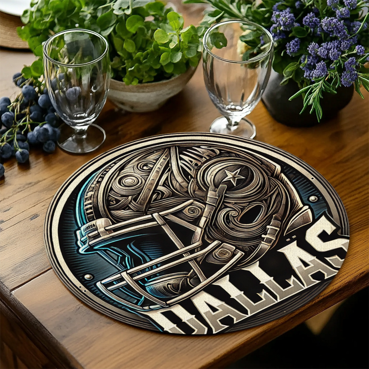 4PCS Dallas team round placema - Home Decor Dallas 评论和价格