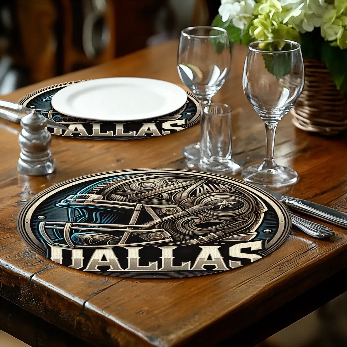4PCS Dallas team round placema - Home Decor Dallas 评论和价格