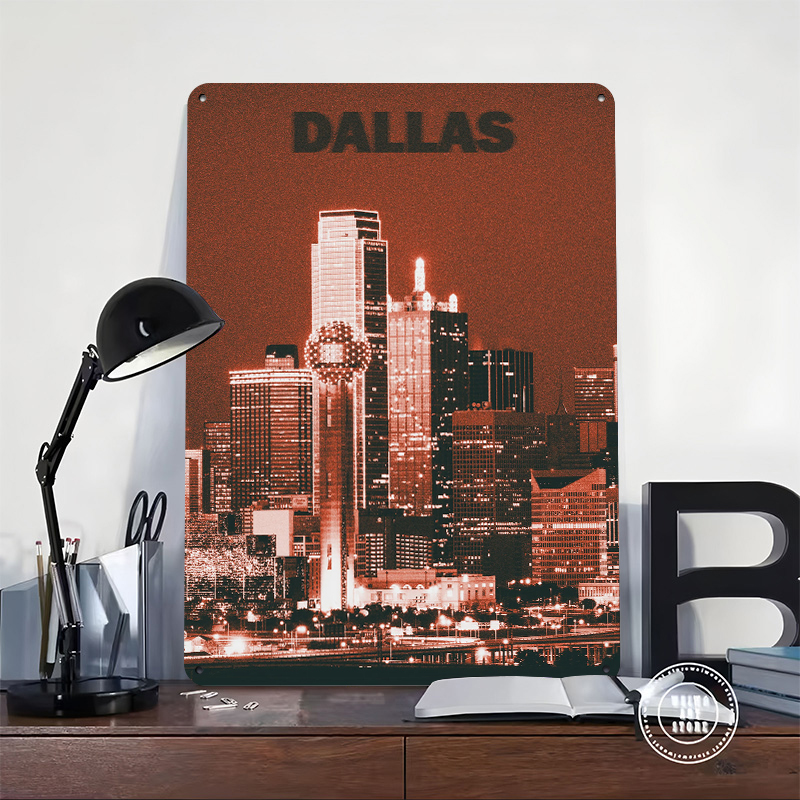 Dallas Skyline Tinplate Poster - Home Decor Dallas 评论和价格