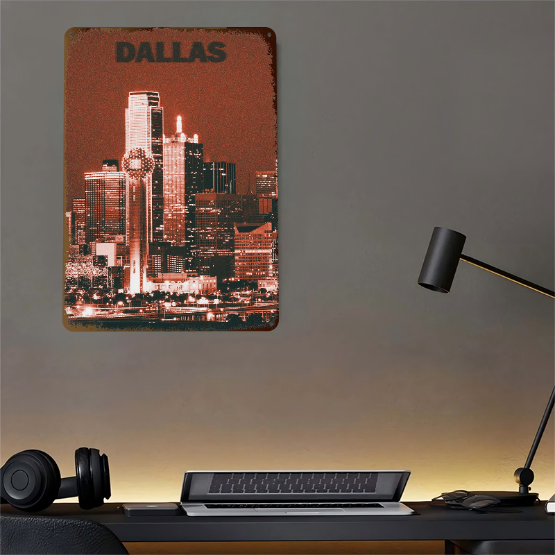 Dallas Skyline Tinplate Poster - Home Decor Dallas 评论和价格