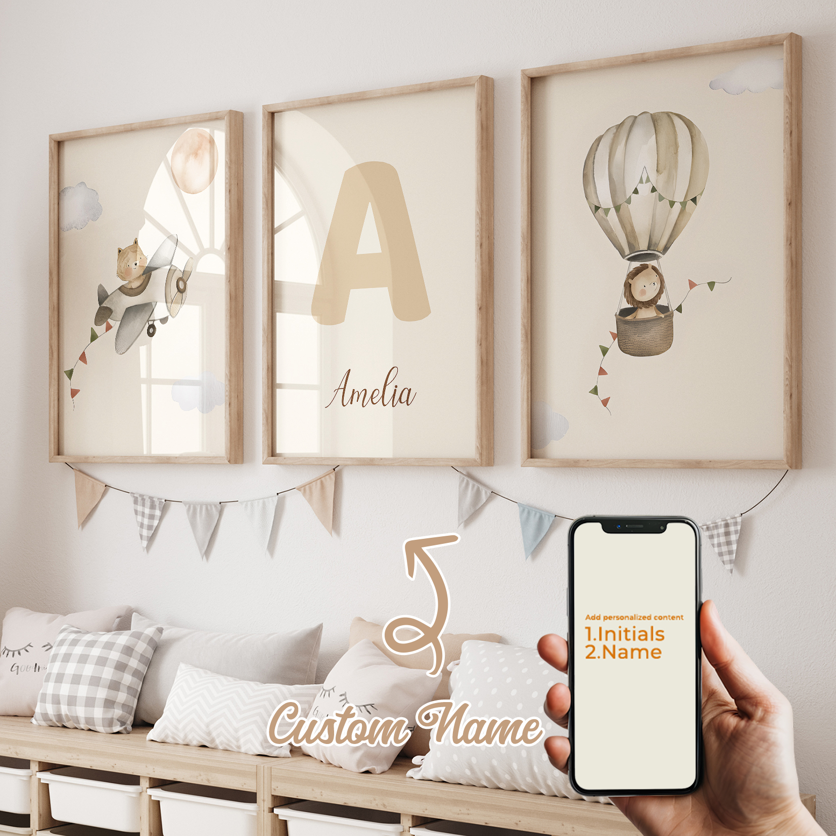 3pcs Personalized Custom Name  - Home Decor Wall Pictures 评论和价格
