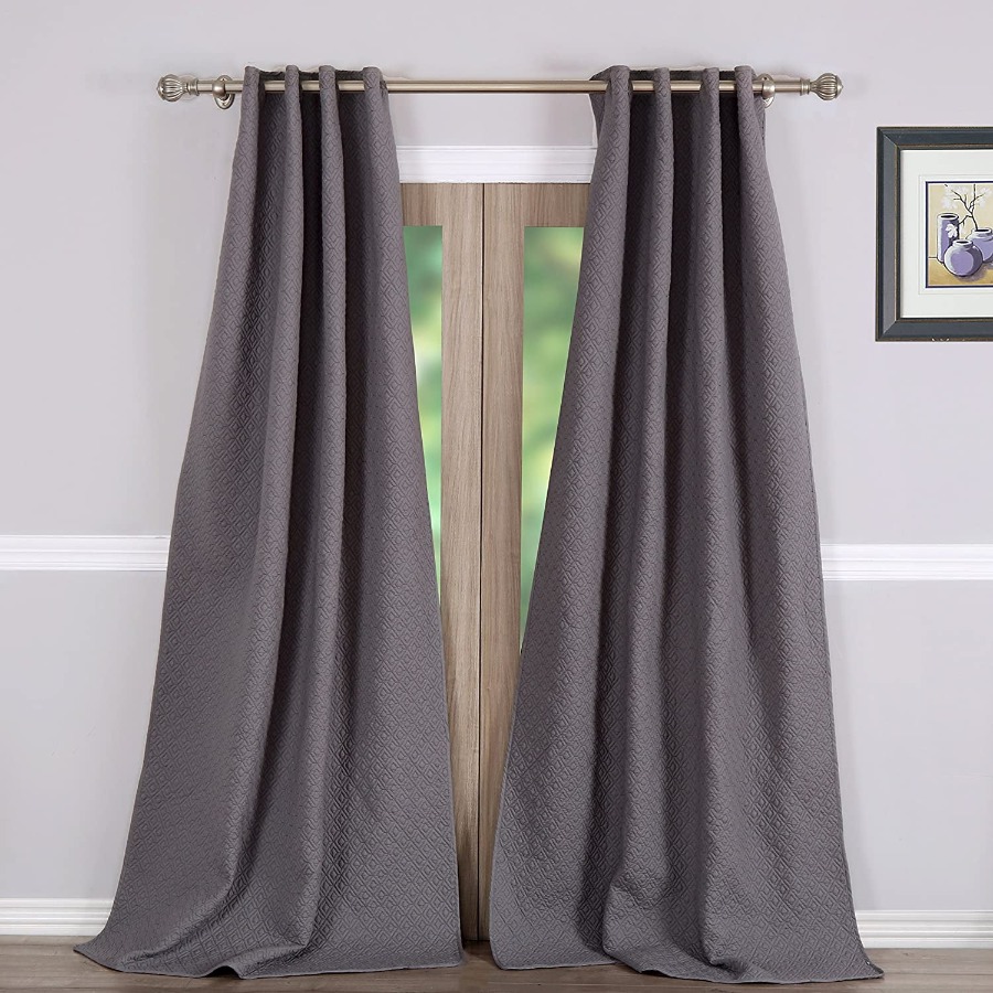 Vashon Solid Color Textured Qu - Blackout Curtains 评论和价格