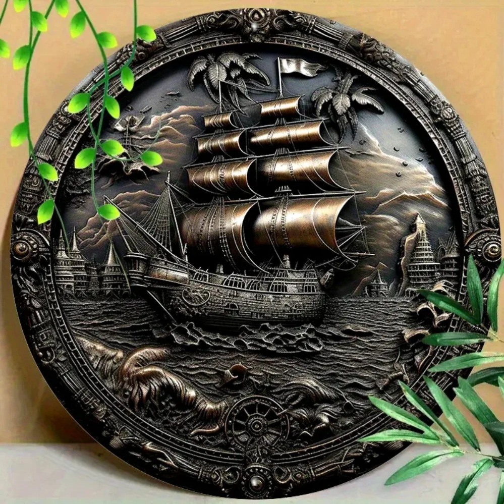 3D Pirate Ship Metal Wall Art: - Home Decor Shop 评论和价格