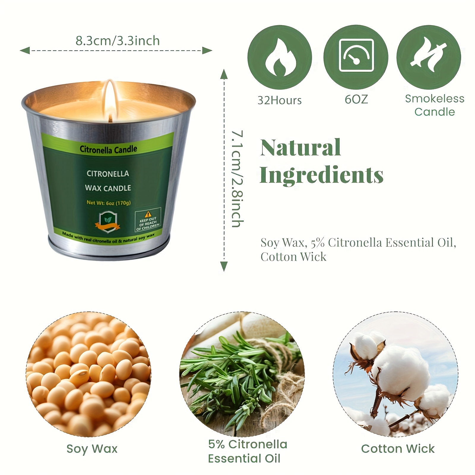4pcs Citronella Candles Outdoo - Home Decor Product 评论和价格