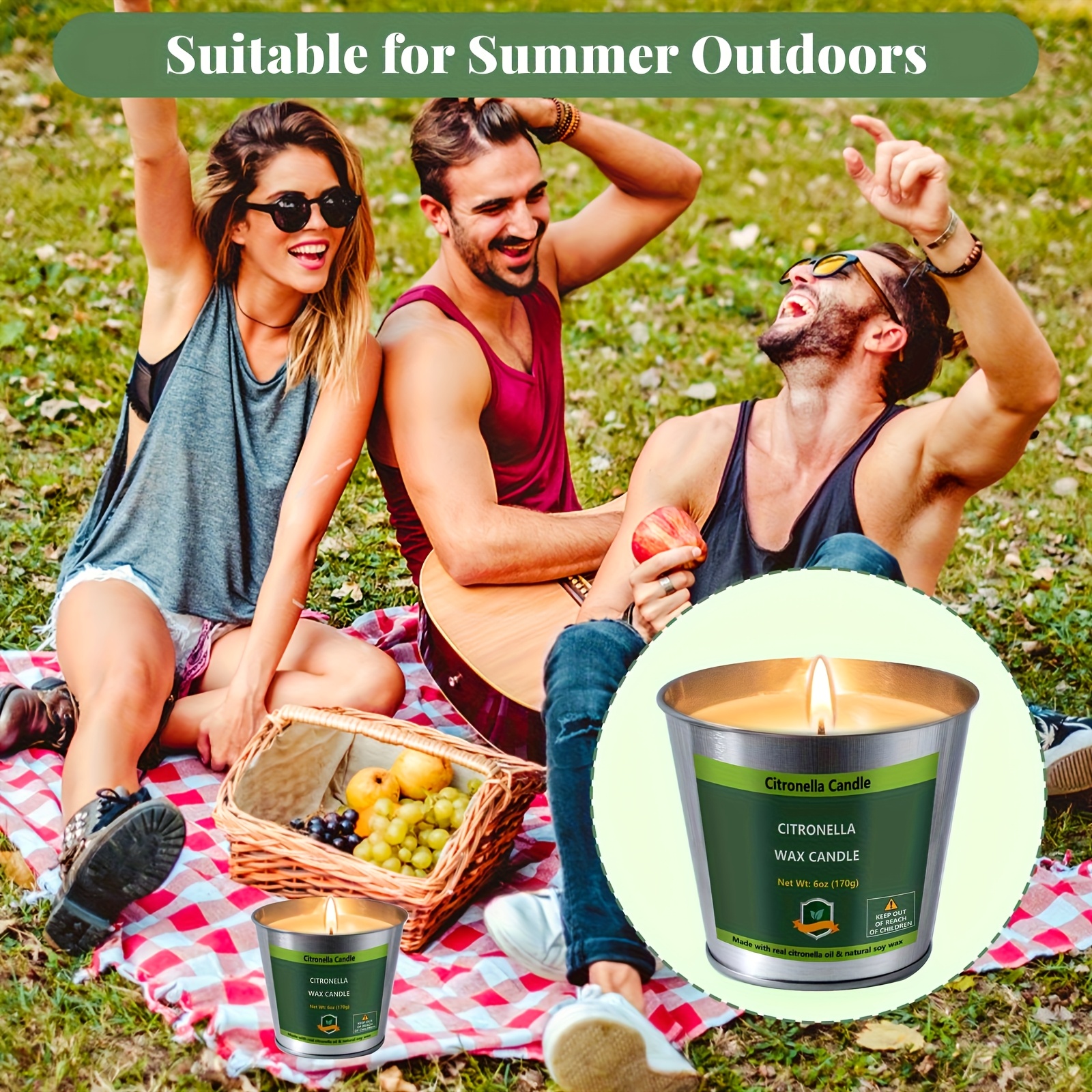 4pcs Citronella Candles Outdoo - Home Decor Product 评论和价格