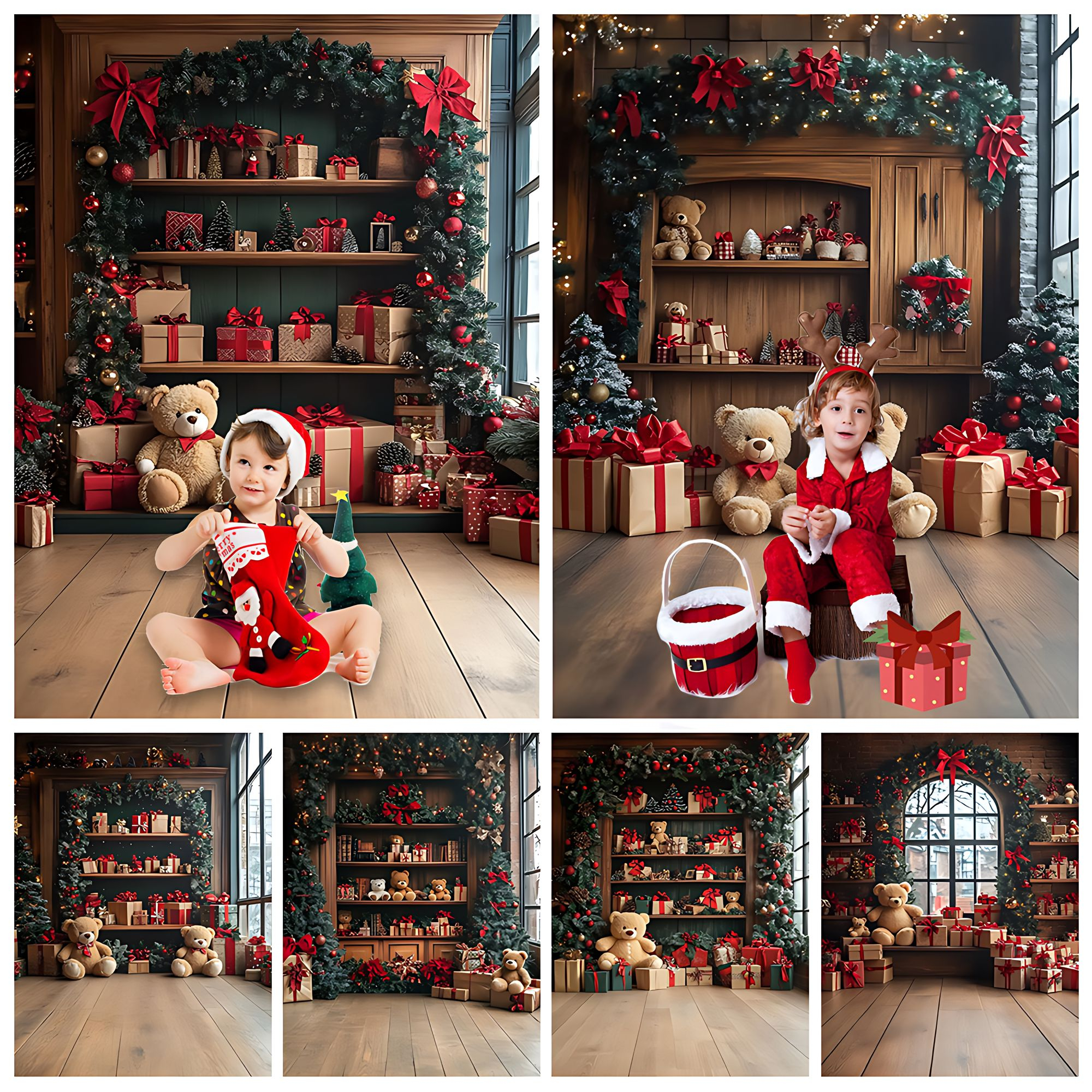 Christmas Doll Bear Photograph - Home Decor Vinyl Flooring 评论和价格