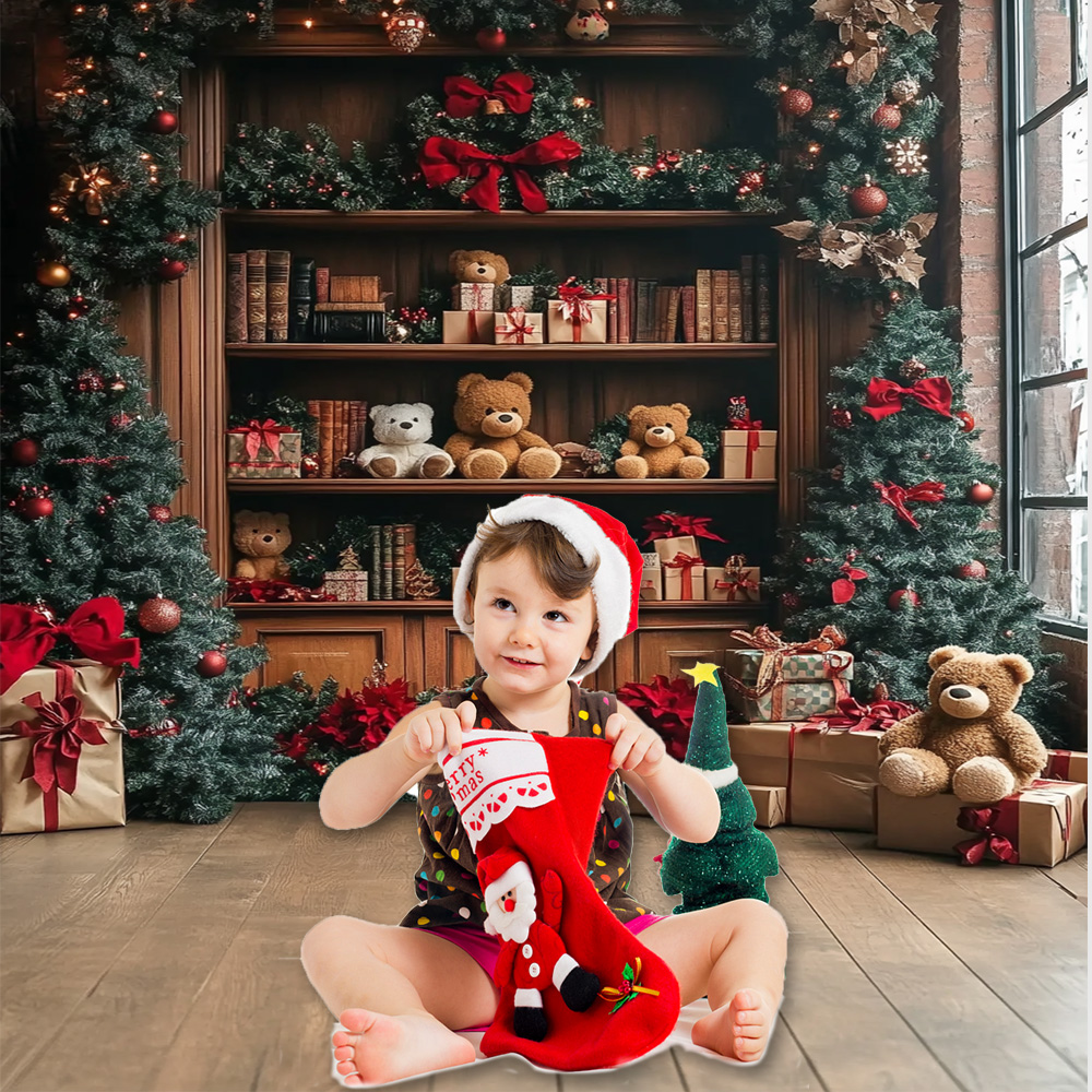 Christmas Doll Bear Photograph - Home Decor Vinyl Flooring 评论和价格