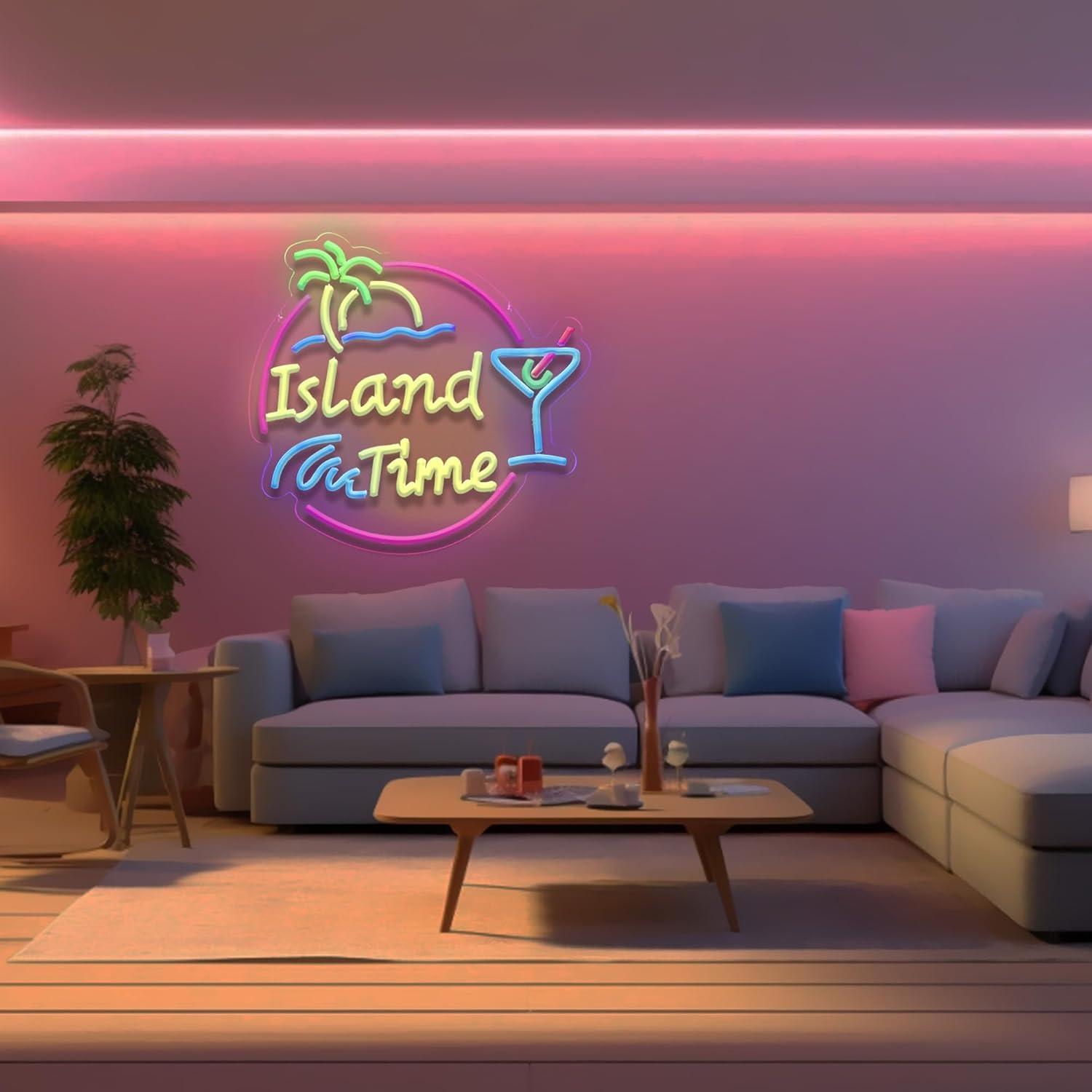 Island Time Neon Sign LED Ligh - Home Decor Shop 评论和价格