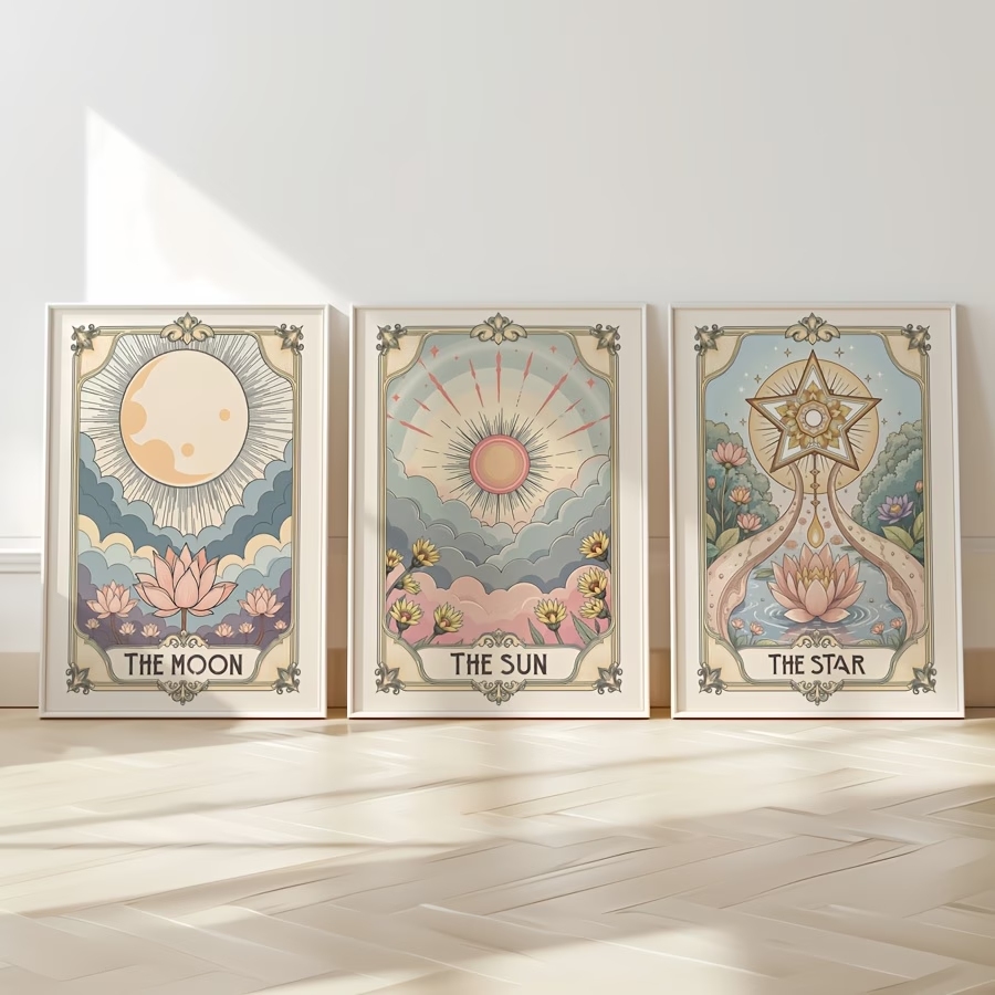 Modern Boho Tarot Sun And Moon - Home Decor Wall Pictures 评论和价格