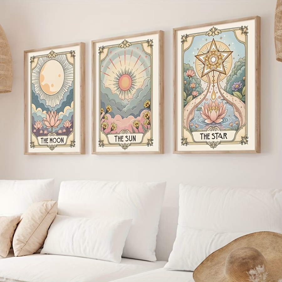 Modern Boho Tarot Sun And Moon - Home Decor Wall Pictures 评论和价格