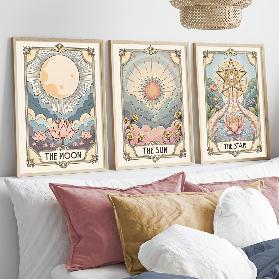 Modern Boho Tarot Sun And Moon - Home Decor Wall Pictures 评论和价格