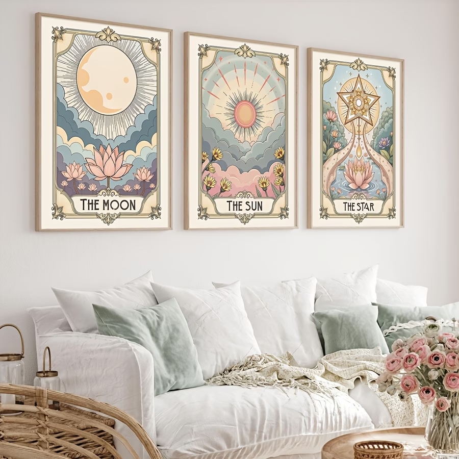 Modern Boho Tarot Sun And Moon - Home Decor Wall Pictures 评论和价格