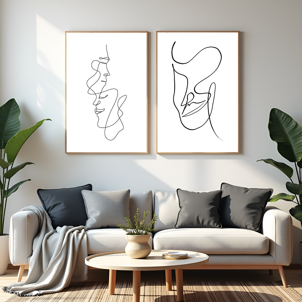 Nordic Minimalist Line Art Fac - Home Decor Mod 评论和价格