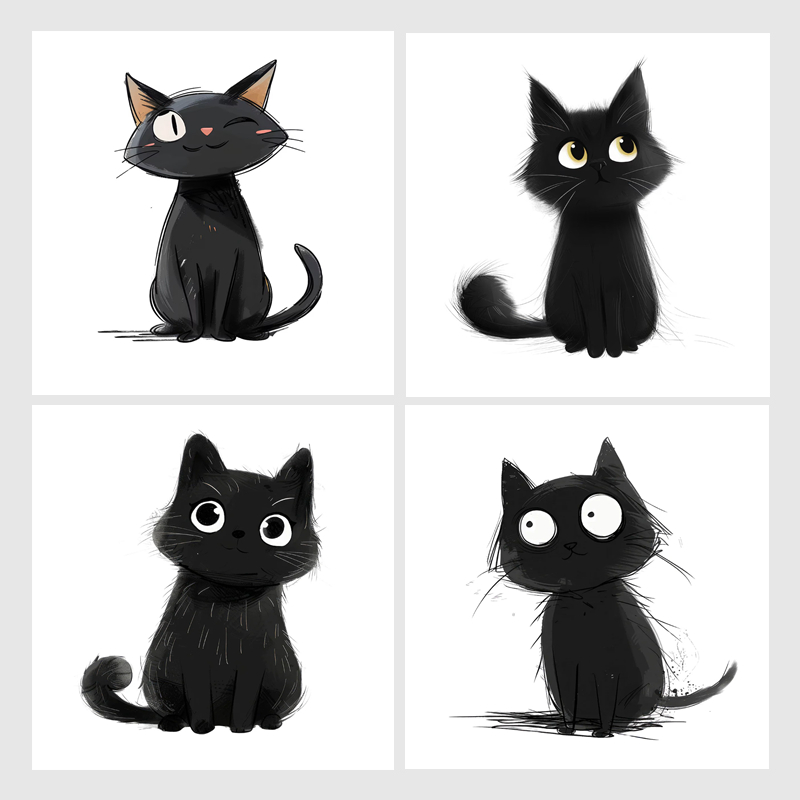 Cartoon Black Cats Wall Sticke - Home Decor Vinyl Flooring 评论和价格