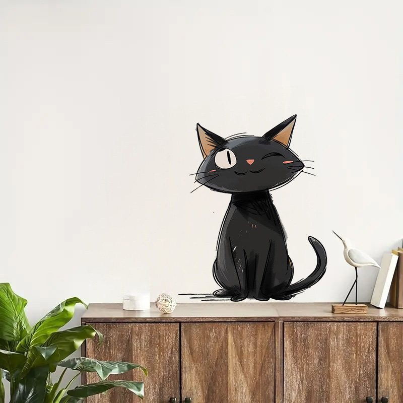 Cartoon Black Cats Wall Sticke - Home Decor Vinyl Flooring 评论和价格