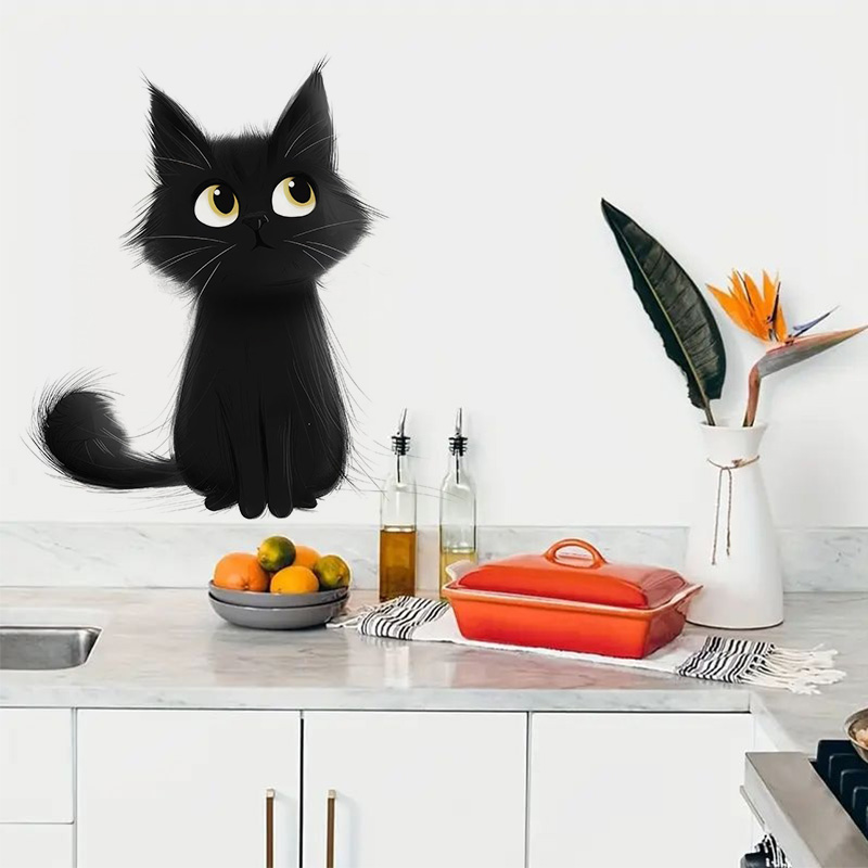 Cartoon Black Cats Wall Sticke - Home Decor Vinyl Flooring 评论和价格