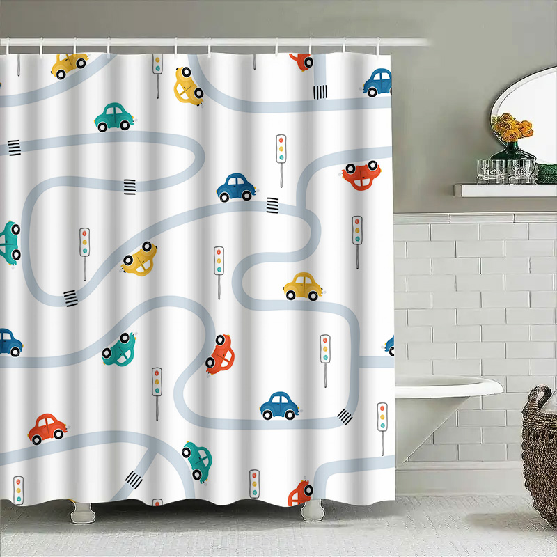 Whimsical Cartoon Car Shower C - Home Decor Mod 评论和价格