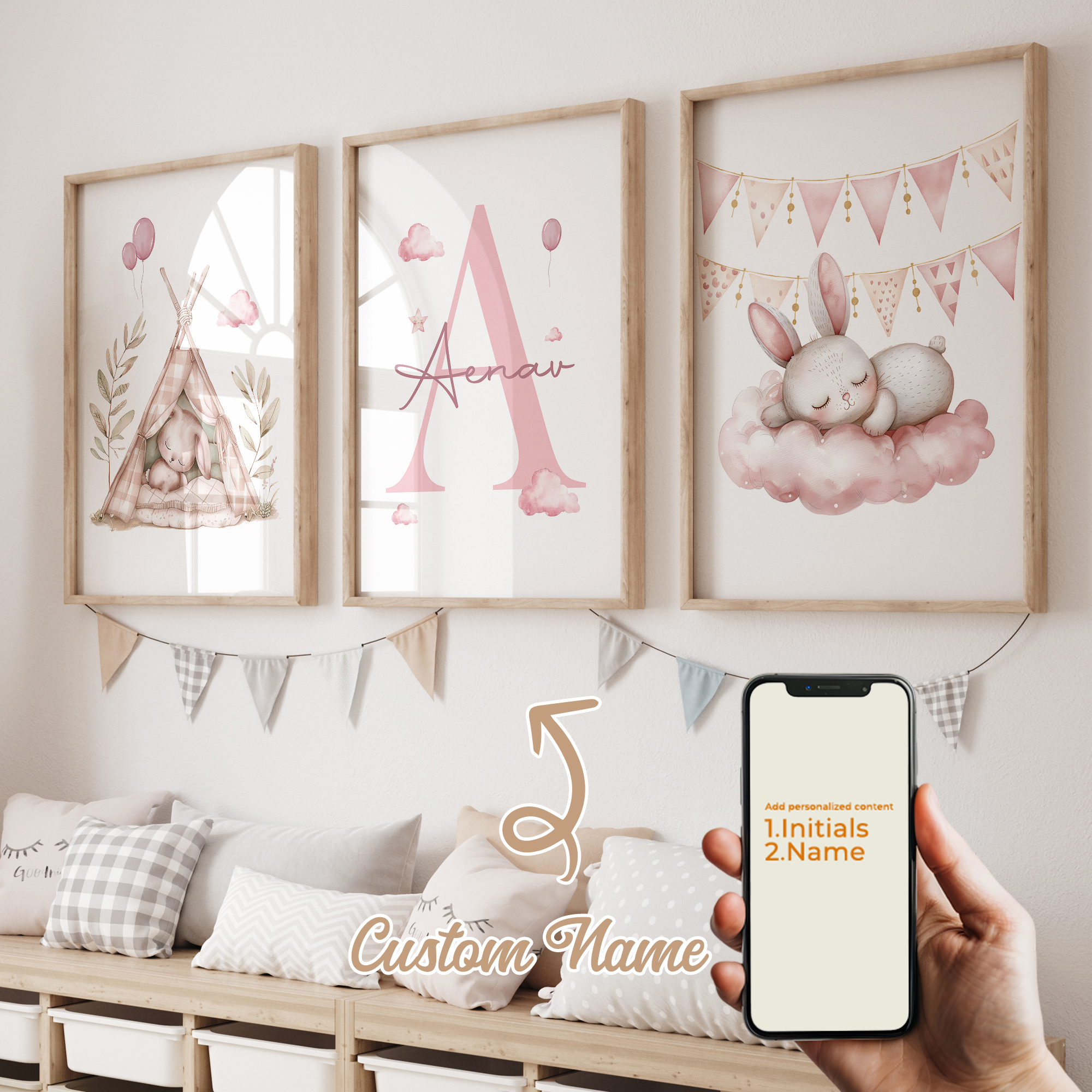 3pcs Personalized Custom Name  - Home Decor Wall Pictures 评论和价格