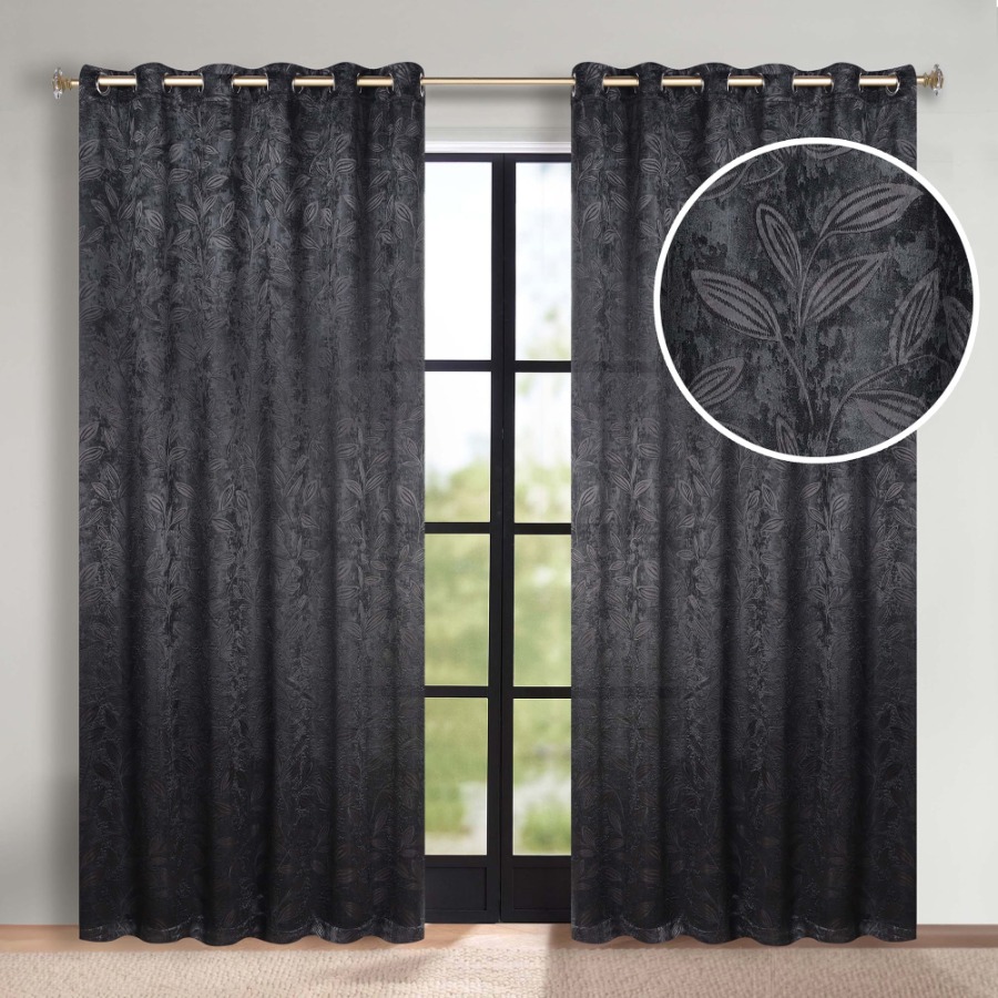 Blackout Leaves Curtains Set o - Blackout Curtains 评论和价格