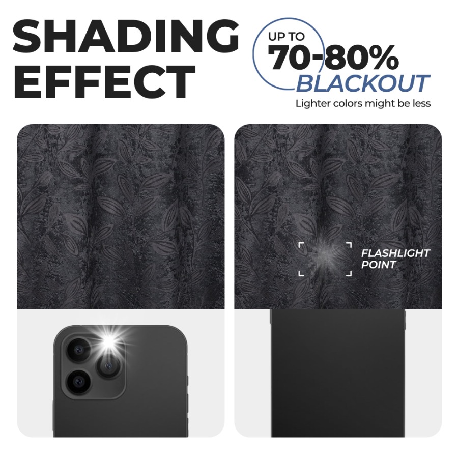 Blackout Leaves Curtains Set o - Blackout Curtains 评论和价格