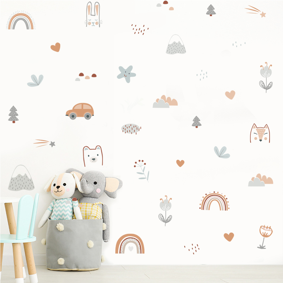 Cartoon Rainbow Animals Faces  - Home Decor Vinyl Flooring 评论和价格