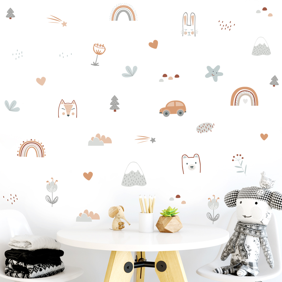 Cartoon Rainbow Animals Faces  - Home Decor Vinyl Flooring 评论和价格