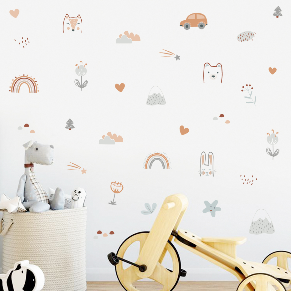 Cartoon Rainbow Animals Faces  - Home Decor Vinyl Flooring 评论和价格