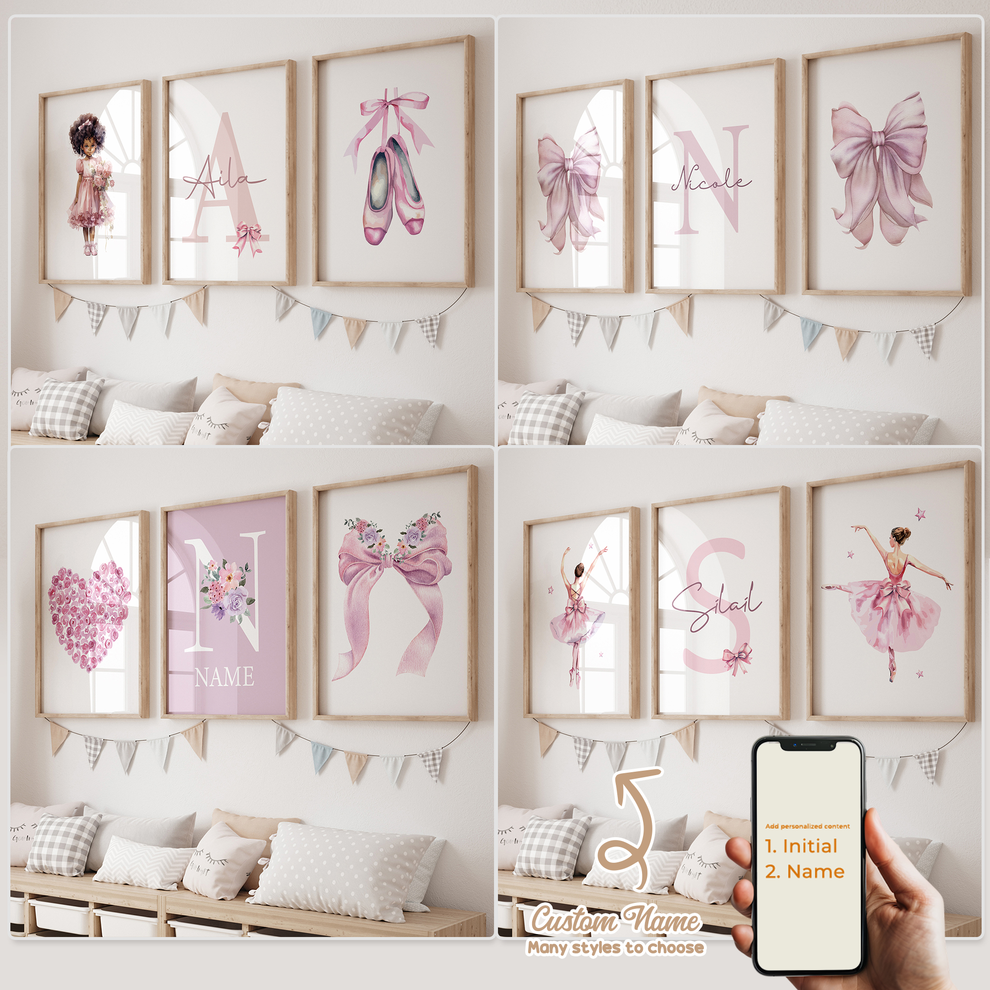 3pcs Personalized Custom Name  - Home Decor Wall Pictures 评论和价格