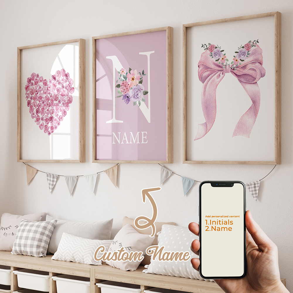 3pcs Personalized Custom Name  - Home Decor Wall Pictures 评论和价格