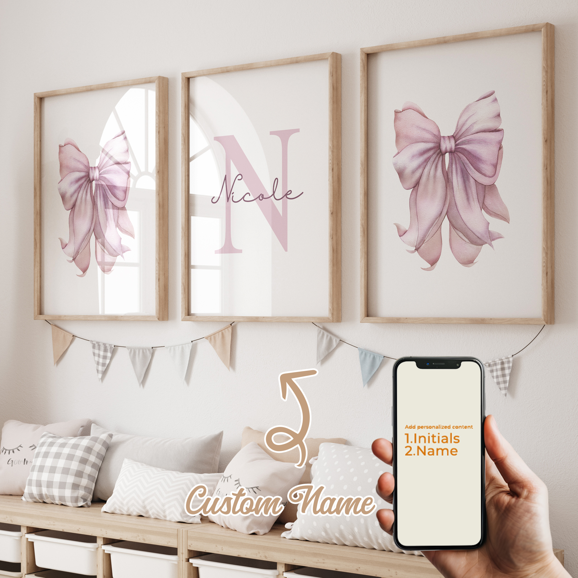 3pcs Personalized Custom Name  - Home Decor Wall Pictures 评论和价格