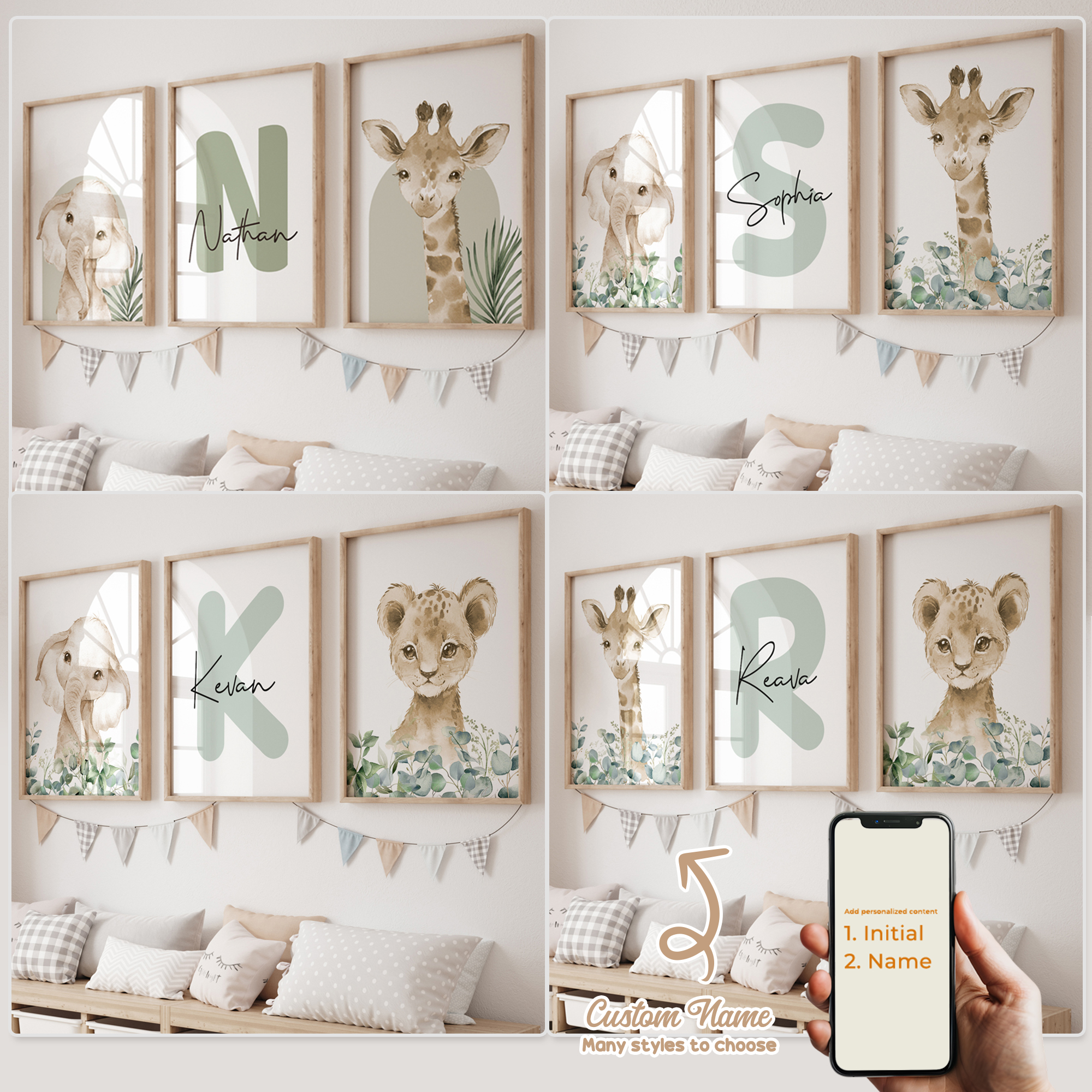 3pcs Personalized Custom Name  - Home Decor Wall Pictures 评论和价格