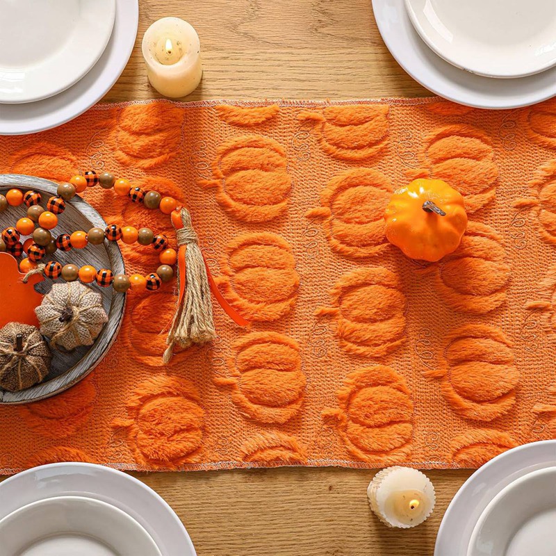 Fall Orange Pumpkin Table Runn - Home Decor Orange 评论和价格