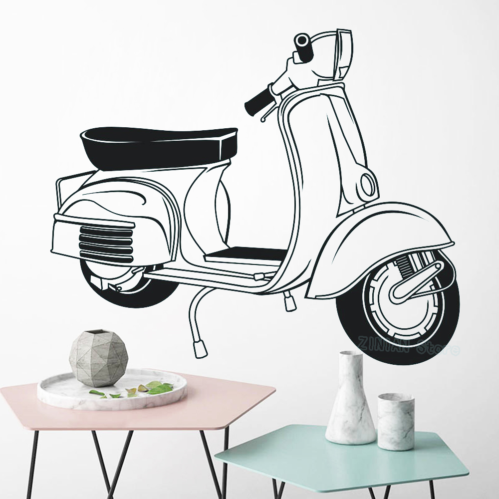Vespa Wall Decal Bedroom Art-S - Home Decor Mod 评论和价格