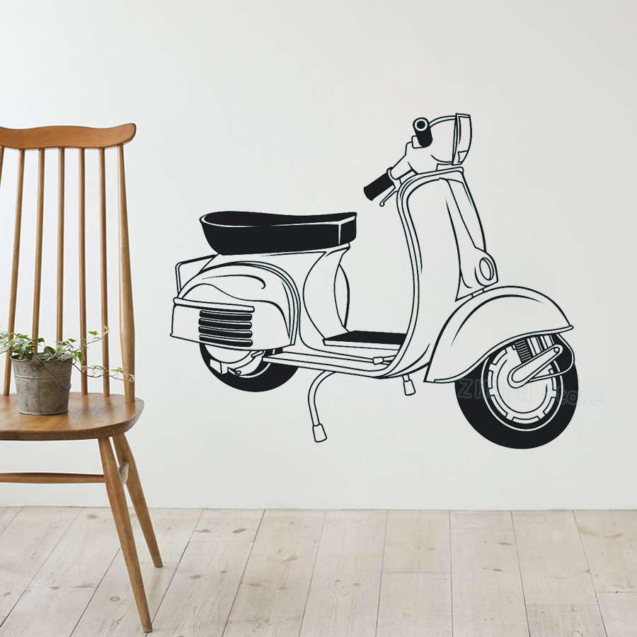 Vespa Wall Decal Bedroom Art-S - Home Decor Mod 评论和价格