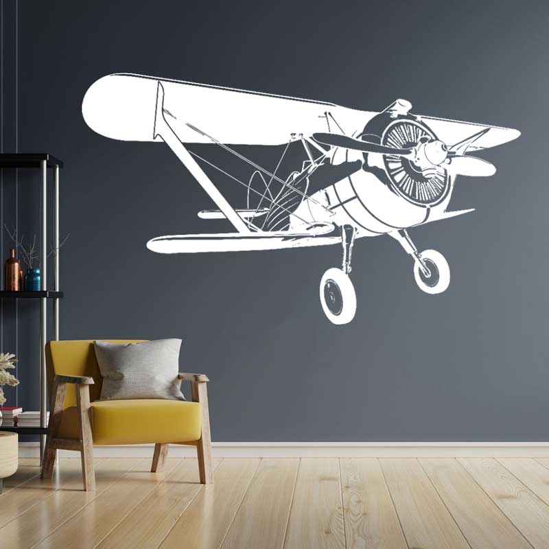 Airplane Retro Biplane Vinyl W - Home Decor Vinyl Flooring 评论和价格