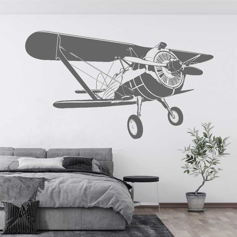 Airplane Retro Biplane Vinyl W - Home Decor Vinyl Flooring 评论和价格