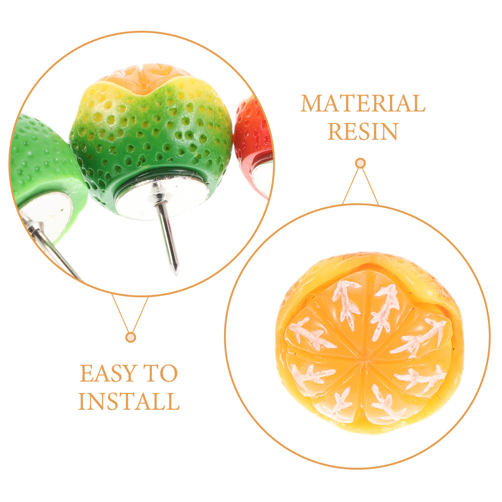 15Pcs Fruit Thumb Tacks Creati - Home Decor Orange 评论和价格