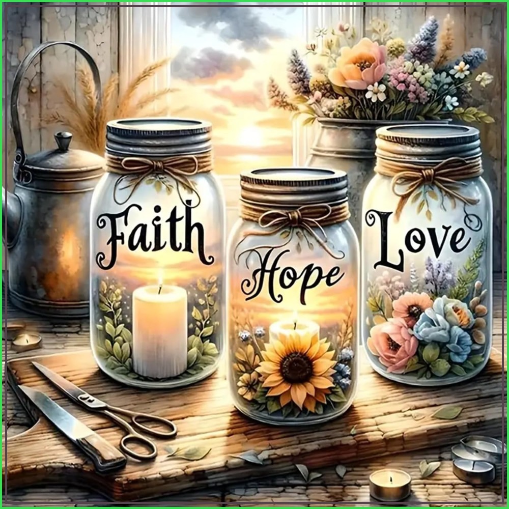 Faith Hope Love 5D Diamond Pai - Home Decor Product 评论和价格
