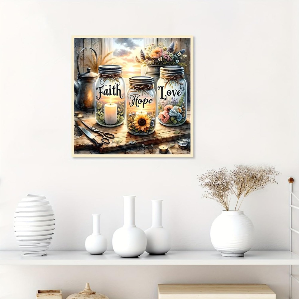 Faith Hope Love 5D Diamond Pai - Home Decor Product 评论和价格