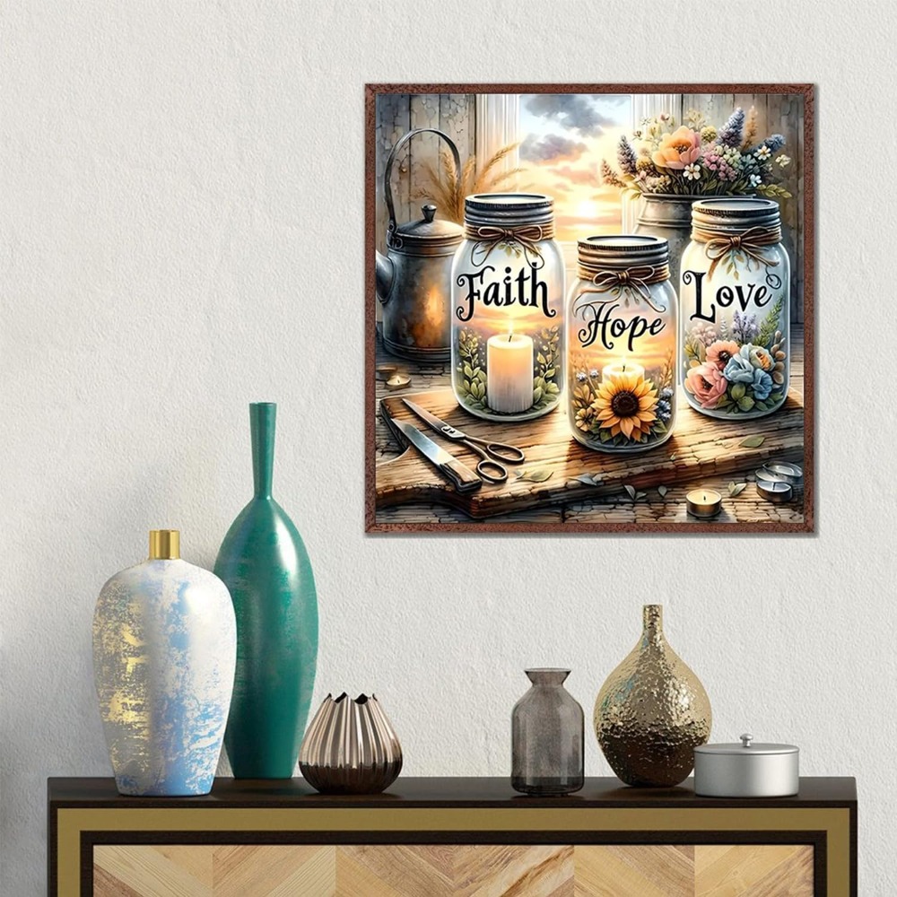 Faith Hope Love 5D Diamond Pai - Home Decor Product 评论和价格